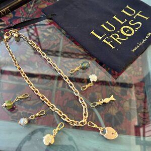 LuLu Frost Tuff Link Necklace Chain w 7 Charms Charm Necklace Ret $490 NEW